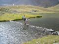 Crossing from the island in Lago Rosset