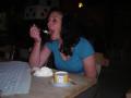 Enjoying an apple strudel .. with cream .. and coffee ...